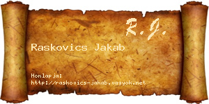 Raskovics Jakab névjegykártya